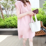市舶司 韩国代购女装2016夏装新款立领不规则短袖连衣裙OS1141