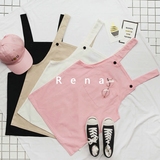 RENA2016夏季新款 甜美可爱减龄胸前大口袋 简约少女背带裙4色