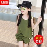 雨星雨嫣【17111KTO】韩版休闲套装 女大童 军绿色 亲子装 夏季新