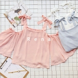 RENA2016夏季新款 韩国露肩性感个性衬衣荷叶袖修身衬衫上衣潮女