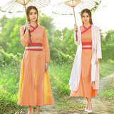 民族风汉元素原创设计中国风女装 新款宽松 棉麻纯色连衣裙