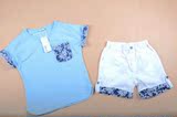 外贸 夏季 新款男童女童运动休闲针织棉纯棉短袖短裤套装两件套