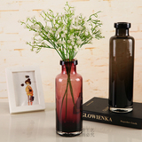 包邮 加厚幻彩彩色玻璃花瓶 富贵竹百合花瓶 简约客厅花瓶摆件