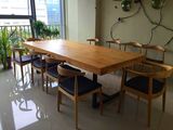 美式loft复古铁艺实木办公桌椅组合长桌长方形大型会议桌洽谈桌