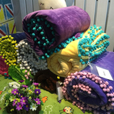 外贸原单潘多拉纯色空调被双层珊瑚绒盖毯多功能球球毯子毛球被套