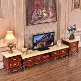 欧式大理石实木雕花电视柜客厅天然大理石电视柜茶几组合新款家具