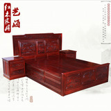红木床非洲酸枝木辉煌床全实木1.8米双人床雕花山水大床卧室家具