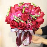 郑州同城鲜花速递红玫瑰星点木时尚新娘手捧花婚礼花艺设计求婚花
