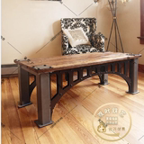 美式loft复古铁艺茶几实木做旧咖啡桌客厅简约茶桌书桌会议办公桌