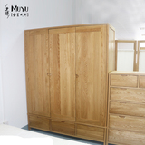 日式全实木衣柜卧室家具收纳衣橱储物现代简约推拉三开门橡木衣柜