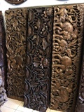 泰国实木横向雕花镂空板玄关客厅背景墙壁挂画隔断屏风家居装饰品