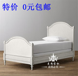 美式实木双人床做旧复古1.8米1.5米双人床欧式高端家具实木双人床