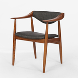 北欧创意实木餐椅简约现代水曲柳木家用椅子布艺日式扶手咖啡椅