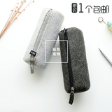 笔袋简约 韩国大容量铅笔袋盒学生男女羊毛毡创意多功能文具包邮
