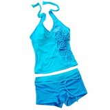 奇海 温泉泳装 女士 平角 分体 运动型游泳衣 遮肚 女