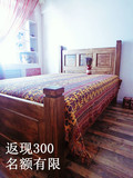 女王节特价美式乡村做旧原木床 松木床 特价床 实木床 箱体床 床