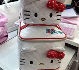 新款hello kitty进口pu漆皮女士化妆包凯蒂猫可爱手提包收纳包