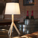 美式简约现代创意客厅卧室床头台灯木质家用温馨实木亚麻布艺灯具