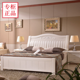 批发橡木床1.5实木床1.8双人大 液压高箱储物婚床白色现代实木床