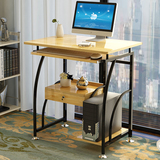70cm家用简单办公台式电脑桌带抽屉铁架组装学习工作写字台小书桌