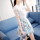 时尚套装女夏季新款韩版蕾丝连衣裙修身显瘦小香风18-24-25周岁潮