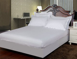 定制批发白色宾馆医用床签床单纯色全棉加厚贡缎条床笠双人床垫套