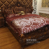 欧式实木真皮床 高档奢华大气双人床 全实木雕花床 卧室家具