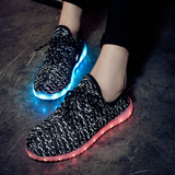 2016新款3D飞织潮流休闲运动鞋LED带灯发光鞋男士休闲鞋单鞋女鞋