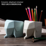 陶瓷小象沥水器 大象厨卫收纳盒 创意筷子笼餐具收纳杯牙刷架笔筒