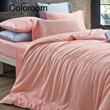 简约贡缎纯棉四件套纯色全棉床上用品1.5米1.8m床床单床笠式定做
