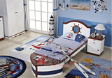 床美式乡村实木床儿童床法式单人床地中海海盗船田园创意储物床