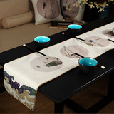 新中式茶几桌旗[莺歌燕语]工笔花鸟画高档餐桌布古典床旗