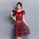 2016夏新款正品牌古贝莎台湾女装粉红玛丽修身气质序言刺绣连衣裙