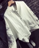 2016秋装新款韩版女装刺绣棒球服bf防晒衣短款薄蝙蝠袖牛仔外套女