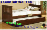 实木床拖床推拉床 沙发床 美式 咖啡色床单人床 双人床 儿童床