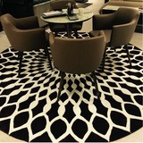 欧式现代简约时尚黑白色圆形地毯 客厅茶几沙发卧室转椅吊篮地垫