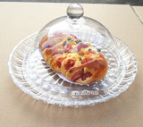 水果点心超市试吃盘带盖透明蛋糕罩亚克力菜罩pc塑料盖子自助餐盘
