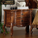 美式实木床头柜乡村复古做旧欧式新古典床边柜收纳柜高档卧室家具