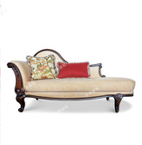 美式新古典简约现代实木雕花贵妃椅法式新款乡村田园客厅沙发家具