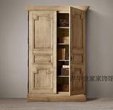新款法式复古家具美国RH橡木全实木雕花柜子 欧式宜家书柜储物柜
