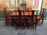 红木古典家具特价 长方桌 缅甸花梨 雕花餐桌 实木餐桌7件套