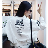 棒球服女2016春秋新款印花休闲韩版学生蝙蝠袖工装夹克短款外套潮