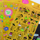 可爱荧光透明卡通贴画韩国创意黑纸相册DIY搞怪日记手帐装饰贴纸