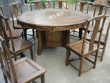 1.8米餐桌大小圆桌餐桌椅组合圆形酒店餐桌实木中式榆木仿古家具