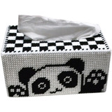 3D十字绣新款客厅手工纸巾盒立体绣毛线熊猫抽纸盒收纳盒汽车卧室