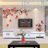 创意樱花3d水晶亚克力立体墙贴纸客厅电视背景墙影视墙壁装饰贴画