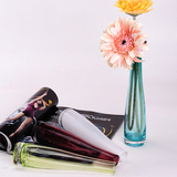 时尚欧式单只彩色透明玫瑰玻璃小花瓶花器水培花插客厅摆件装饰品