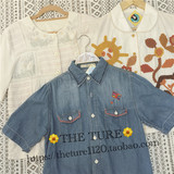 【THE TURE】日本制古着屋vintage刺绣花百搭格子衬衫上衣
