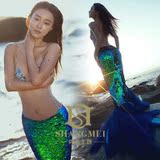 展会新款美人鱼主题服装 水下海滩镂空性感亮片个性写真演出服饰