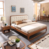 北欧床实木床双人床 1.5/1.8米中式乌金木现代简约宜家结婚卧室床